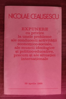 myh 312 - Nicolae Ceausescu - Expunere probleme economico-sociale - 1988 foto