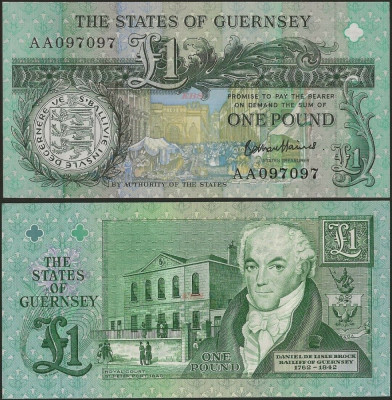 !!! GUERNSEY - 1 POUND (2020) - P 52 d - UNC /SERIA AA / SIGN . HAINES foto