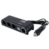 Adaptor Auto 4 Sloturi Bricheta + 2 USB 3.1A, 120W, Ro Group, Negru, Universal