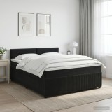 Cumpara ieftin Pat boxspring cu saltea cu headboard Negru 160 x 200 cm Catifea
