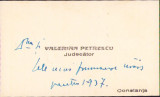 HST A2266 Carte de vizită judecător Valerian Petrescu Constanța anii 1930