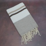 Prosop Fouta Plajă &amp; Spa White brown 200 x 100 cm