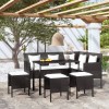Gossi set canapele gradina forma l cu perne 5 piese negru poliratan