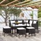 Gossi set canapele gradina forma l cu perne 5 piese negru poliratan
