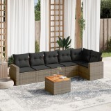 vidaXL Set canapele de grădină, 7 piese, cu perne, gri, poliratan 3256466