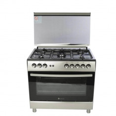 Aragaz clasic 5 arzatoare gaz, Cuptor gaz, 90x60cm, Studio Casa, FE9060 Inox, Grill, Rotisor, Aprindere electrica