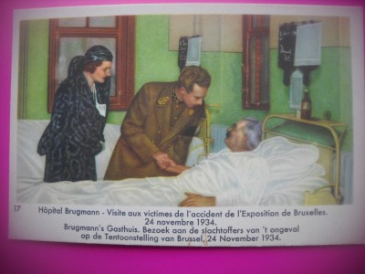 HOPCT 6363 CU REGELE LA SPITALUL BRUGMANN -1934-REGINA ASTRID-FAMILIA REGALA BELGIA-CROMO LITHO-CIOCOLATA COTE D&amp;#039;OR foto