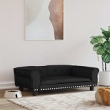 VidaXL Pat de c&acirc;ini, negru, 95x55x30 cm, catifea