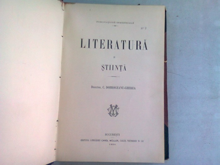 LITERATURA SI STIINTA - C. DOBROGEANU GHEREA