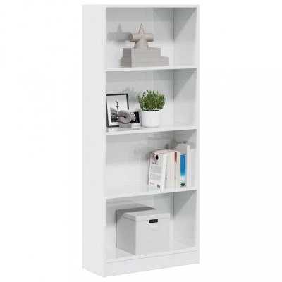 Bibliotecă, alb extralucios, 60x24x143 cm, lemn prelucrat foto