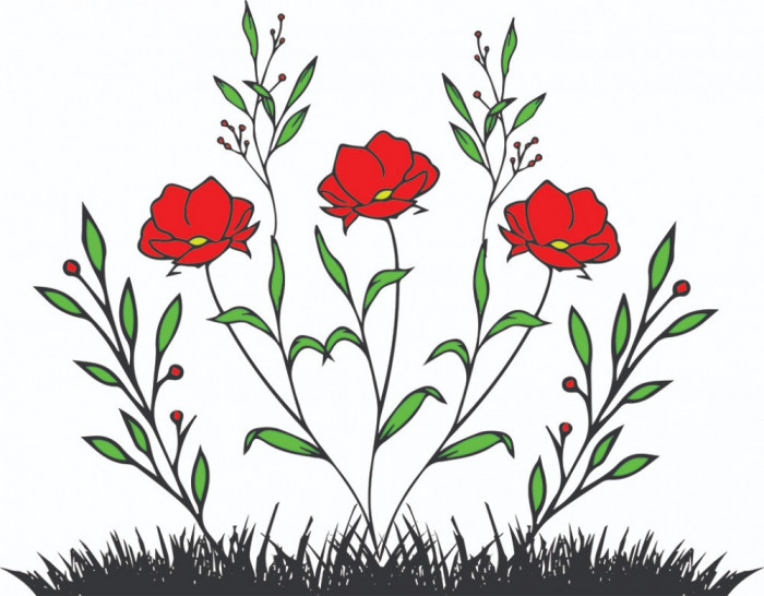 Sticker decorativ, Flori, Rosu, 76 cm, 7190ST-1