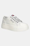 Tommy Jeans tenisi de piele TJW FOXING VULC LC LEATHER femei, culoarea bej, EN0EN02714