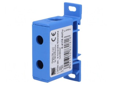 Conector de Șine 50mm2 1 Pista 2 Borne Albastru TS35 foto