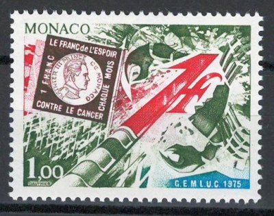 Monaco 1975 Mi 1178 MNH - Combaterea cancerului foto