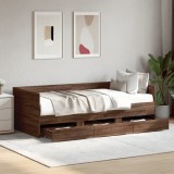VidaXL Pat de zi cu sertare fără saltea, stejar maro, 75x190 cm
