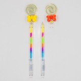 Pix cu gel CNX No. 322, 0. 8mm, cu figurine, model acadea cu fundita, scris neon multicolor