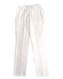 Pantaloni Medicali Pe Stil, Albi cu Elastan cu dungă cusută - L, talia-1-100cm, Alb