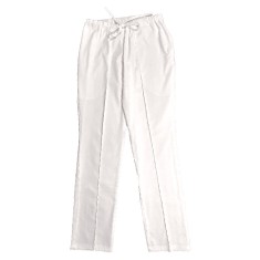 Pantaloni Medicali Pe Stil, Albi cu Elastan cu dungă cusută - XL, talia-0-104cm
