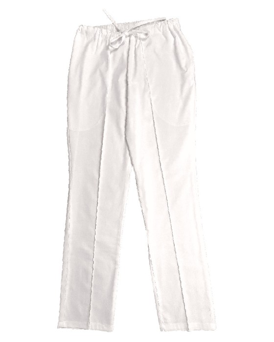Pantaloni Medicali Pe Stil, Albi cu Elastan cu dungă cusută - 4XL, talia-0-104cm