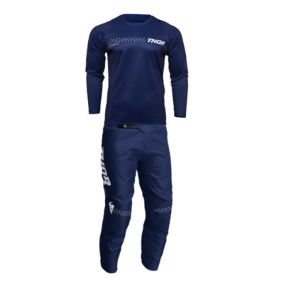 Costum Motocross/Enduro Thor Sector Minimal albastru cu alb foto