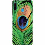 Husa silicon pentru Huawei P30 Lite, Peacock Feather Green Blue