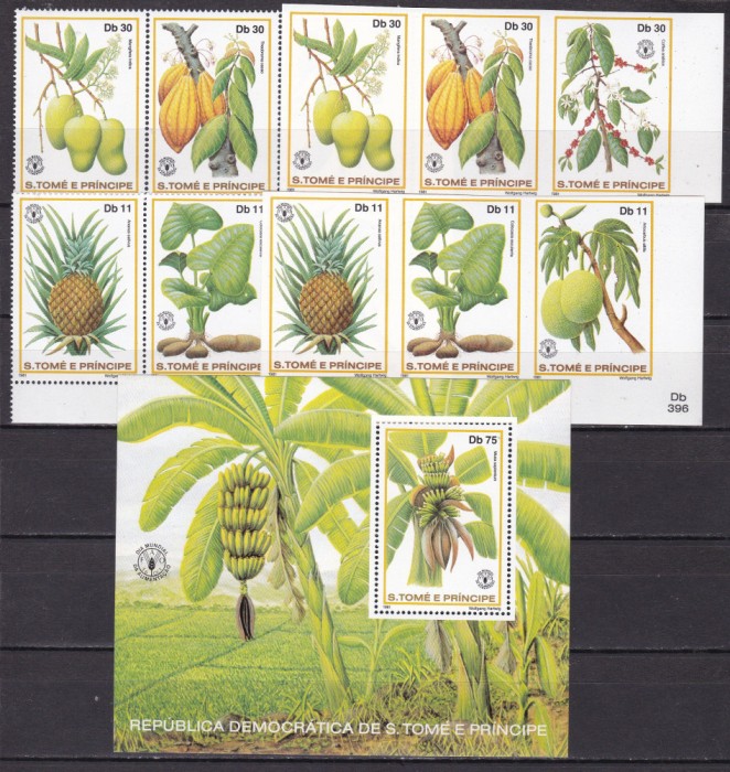 Sao Tome 1981 fructe MI 744-749A+B bl.79 A MNH