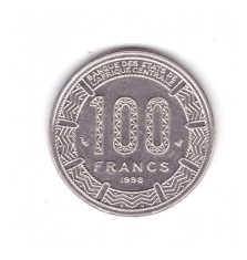Moneda Africa Centrala 100 francs/franci 1998, stare buna, curata