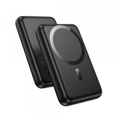 Baterie Externa Wireless HOCO J141, 10000mAh, 20W, PD + FQI, 1 x QI - 1 x USB-C, Neagra foto