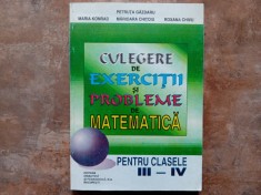 Culegere de Exercitii si Probleme de Matematica Clasele III-IV. Petruta Gazdaru
