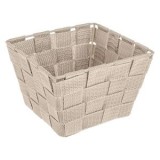Cos de depozitare impletit bej cu cadru metalic, 15x15x10 cm, CMCLASS