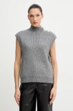 Morgan vestă din amestec de l&acirc;nă culoarea gri, cu turtleneck, MSARA