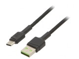 Cablu USB 2.0 USB A la USB C 2m Negru Textilă 480Mbps, Green Cell