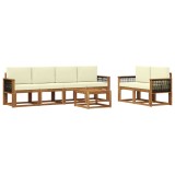 vidaXL Set de canapele de exterior cu pernă 6 pcs Natural și Crem 3385011