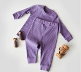 Cumpara ieftin Set bluzita cu maneca lunga si pantaloni lungi din bumbac organic si 5% elastan - Mov, BabyCosy (Marime: 9-12 luni)