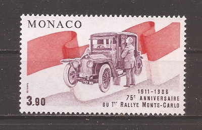 Monaco 1986 - Cea de-a 75-a aniversare a Primului Raliu de la Monte Carlo, MNH foto