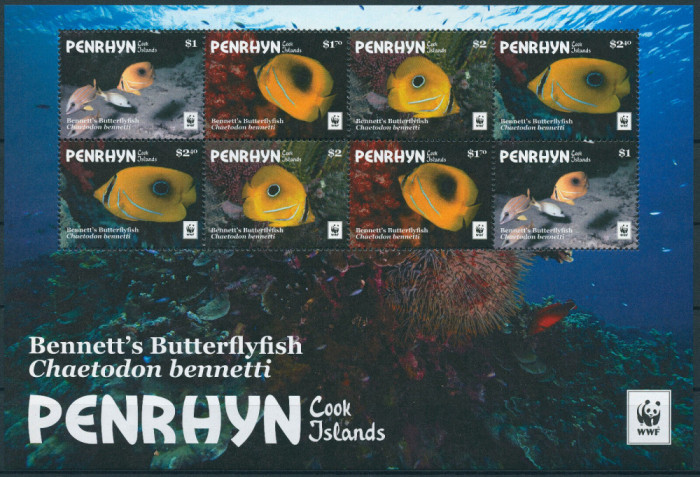 237-PENRHYN 2017-WWF-Pesti-Viata marina-Bloc cu 8 timbre nestampilate MNH