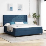Cumpara ieftin Pat cu arcuri cu saltea albastru 200 x 200 cm țesătură