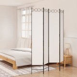 VidaXL Paravan de cameră cu 4 panouri, alb, 160x220 cm, textil