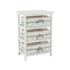 Comoda din lemn 3 cosuri rachita alb antichizat Ruby 40x29x57 cm