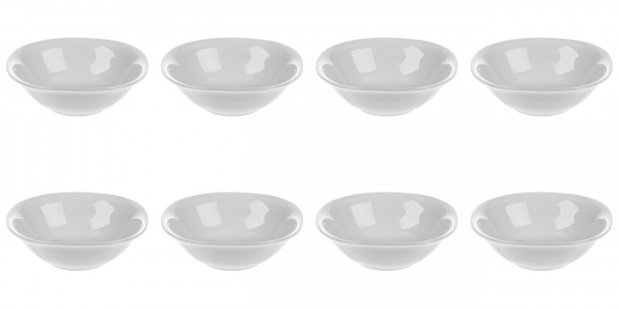 Set boluri, 8 piese, 445 ml, Portelan, Alb fildes
