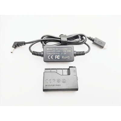 Alimentator Tip Baterie LP-E10 Canon DR-E10 Dummy Battery DC COUPLER TYPE-C PD foto