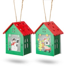 Family Casu?a decorativa de Craciun cu LED - alb cald - lemn - 2 modele foto