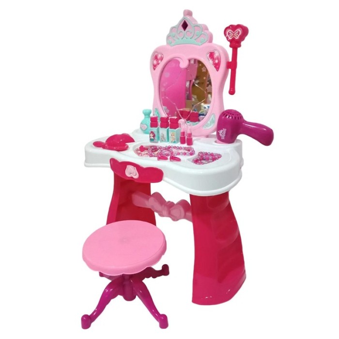 Masuta toaleta pentru fetite Dresser, sertar, scaunel si accesorii incluse Masuta toaleta pentru fetite Dresser, sertar, scaunel si accesorii incluse