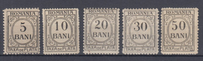 ROMANIA 1918 TAXE DE PLATA CU INSCRIPTIA ROMANIA EMISIUNEA aIII-a SERIE SARNIERA foto