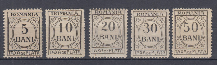 ROMANIA 1918 TAXE DE PLATA CU INSCRIPTIA ROMANIA EMISIUNEA aIII-a SERIE SARNIERA