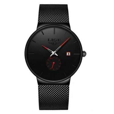 Ceas dama Lige Elegant Casual Quartz Fashion Analog Otel Negru foto