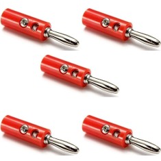 Set 5 Conectori Banana 4mm, Tata, Rosu