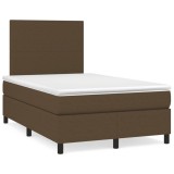 vidaXL Pat box spring cu saltea, maro &icirc;nchis, 120x190 cm, textil 3269870