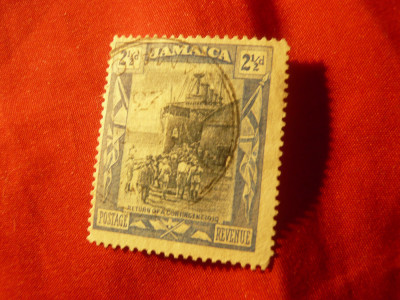 Timbru Jamaica 1920 colonie britanica -Nava -val. 2 1/2p stampilat foto