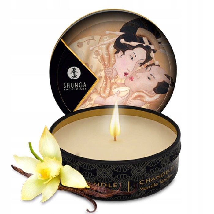 Mini lumanare de masaj si ambient SHUNGA, cu aroma de vanilie, 30 ml# (DB)